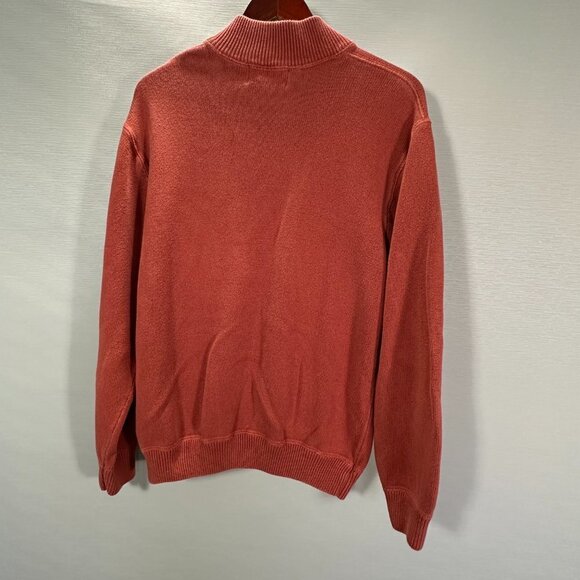 Eddie Bauer Sweater Mens Large 1/4 Zip Orange Cotton Long Sleeve Ribbed Cuffs - Picture 8 of 8